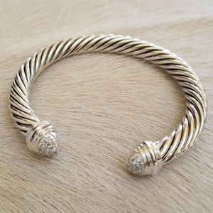 David Yurman Silver Bracelet with Pave Diamonds